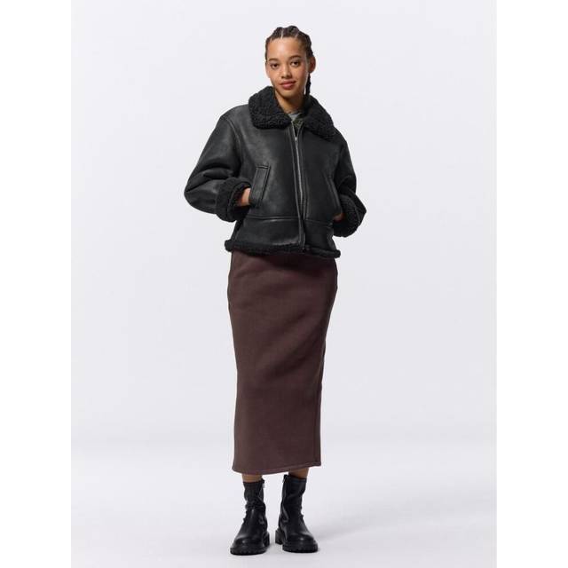 (38 DARK BROWN/M) Gu By Uniqlo Heavyweight Sweat Narrow Skirt  Standard Length 82.5 To 89.5 Cm   Can Be Set Up