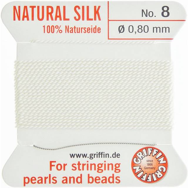 100 Silk Beading Thread  White  Size 8  10 Pack  BDC23108