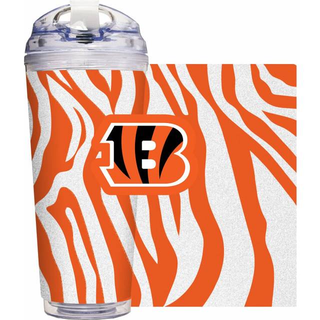 Rico Industries NFL Cincinnati Bengals Glitter 24oz Acrylic Tumbler with Hinged Lid