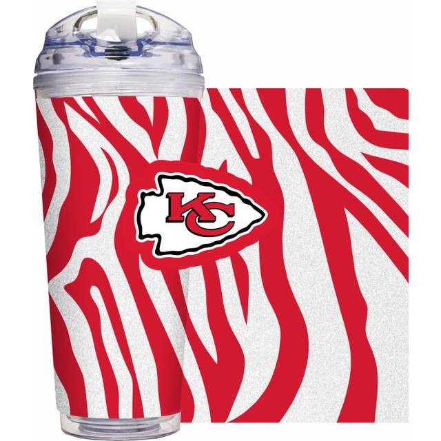 Rico Industries NFL Kansas City Chiefs Glitter 24oz Acrylic Tumbler with Hinged Lid