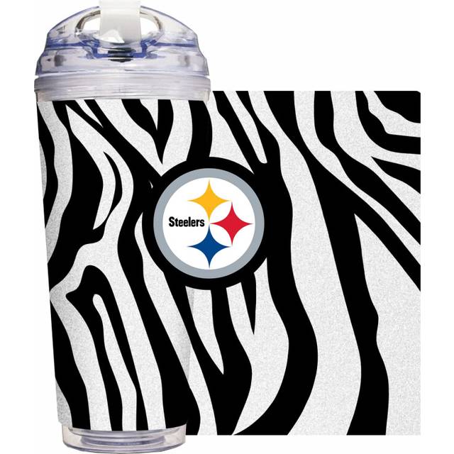 Rico Industries NFL Pittsburgh Steelers Glitter 24oz Acrylic Tumbler with Hinged Lid