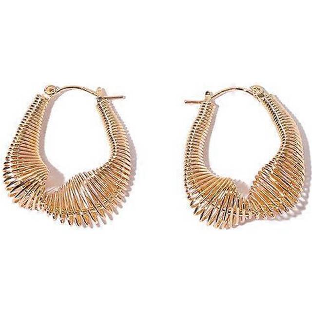 (As show, One size) Brass Plated 18k Real Gold Personality Spring Twisted Exaggerated Earrings For Women