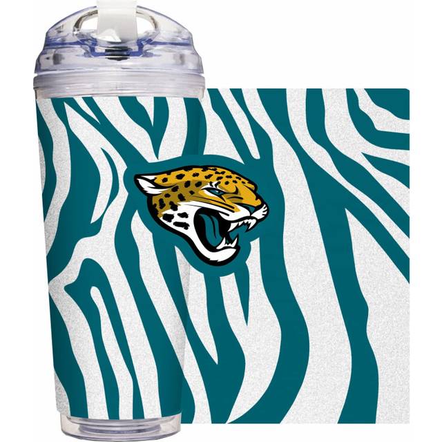 Rico Industries NFL Jacksonville Jaguars Glitter 24oz Acrylic Tumbler with Hinged Lid