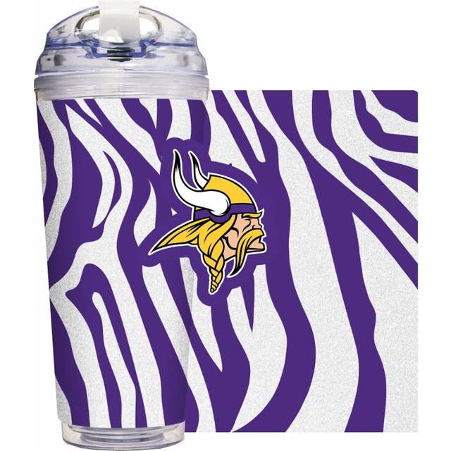 Rico Industries NFL Minnesota Vikings Glitter 24oz Acrylic Tumbler with Hinged Lid