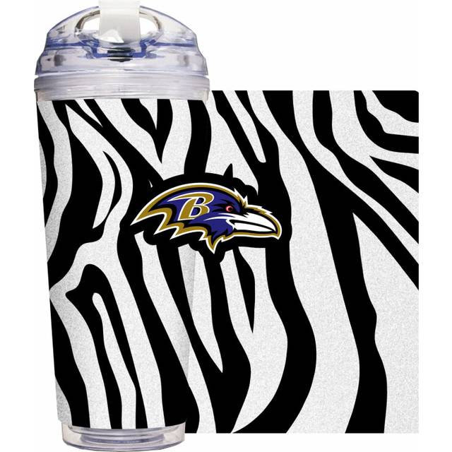 Rico Industries NFL Baltimore Ravens Glitter 24oz Acrylic Tumbler with Hinged Lid