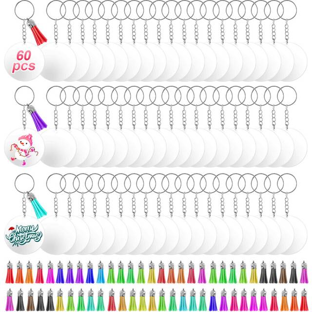 350Pcs Acrylic Clear Keychain Blanks for Vinyl with Blanks, Tassels, Jump Rings, Rings DIY Craft