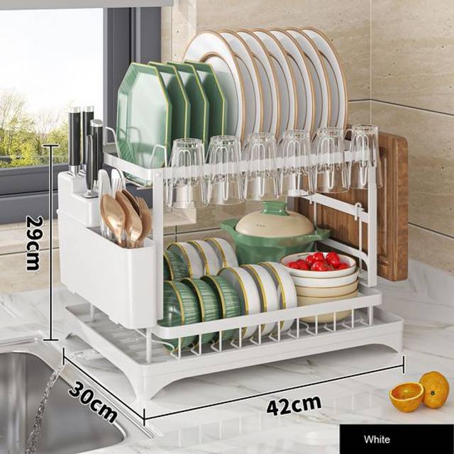 1pc Dish Drying Rack For Kitchen Counter Over The Sink - White - One Size