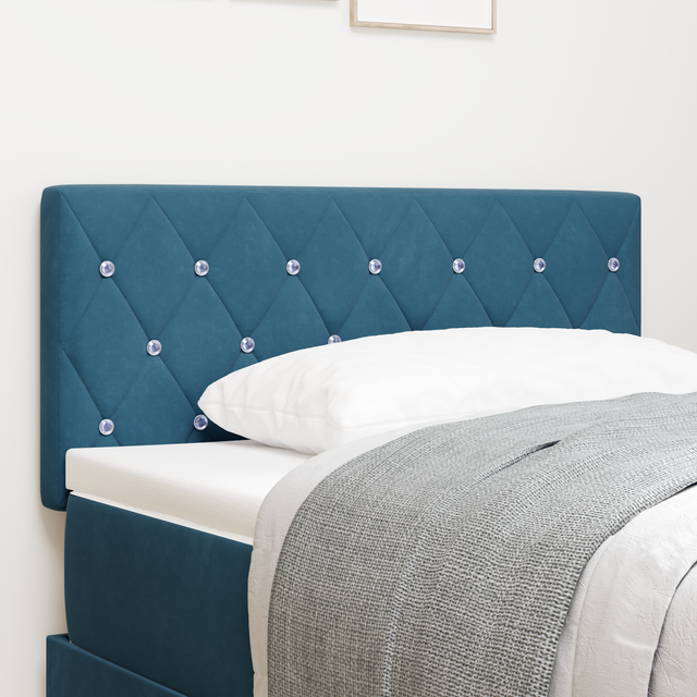 Headboard Crystal Button Tufted Dark Blue 100 cm Velvet vidaXL