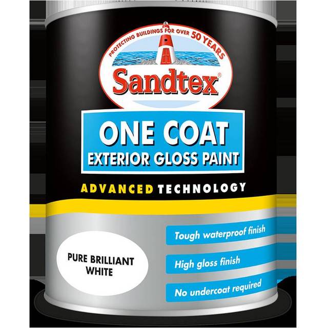 Sandtex One Coat Exterior Gloss Paint, Brilliant White 750ml