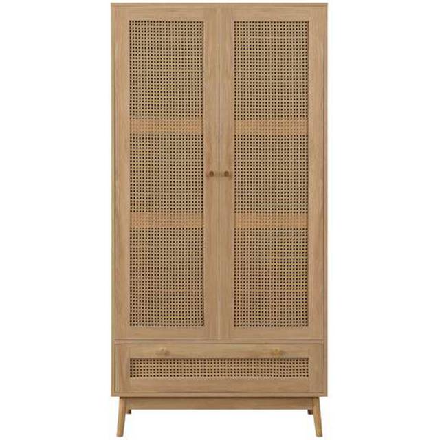 Birlea Croxley 2 Door 1 Drawer Rattan Wardrobe - Brown