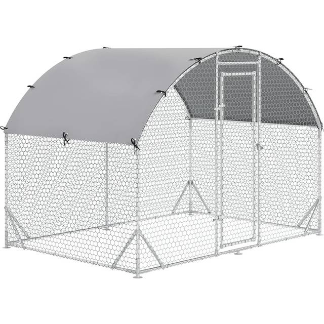 PawHut Walk-In Chicken Run Galvanised Chicken Coop w/ Cover 2.8 x 1.9 x 2m | TJ Hughes