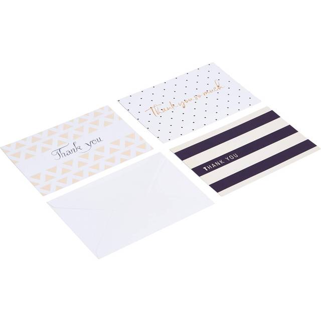 Amazon Basics Thank You Cards and Envelopes  48 Count  Polka Dot and Stripe