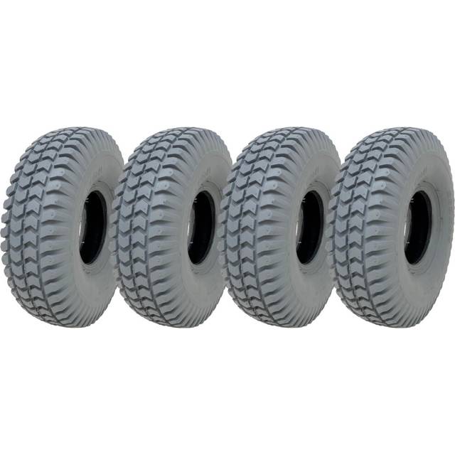 grey mobility scooter tyres 260 x 85, block tire, 3.00-4, non marking - set of 4