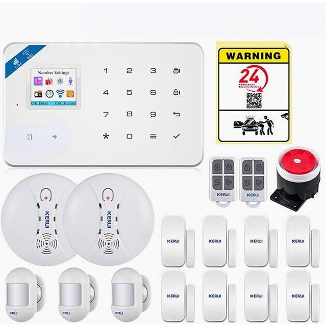 (Set 9) Smart WIFI GSM Security Alarm System Burglar Motion Detector Smoke Door Window Sensor Works with Alexa Home
