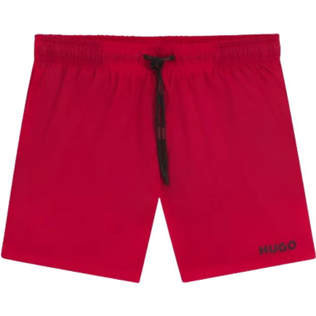 Men's HUGO HAITI Mens Quick-Drying Swim Shorts In Recycled Fabric With Logo NOS - Red/Red - Size: 37/36/32