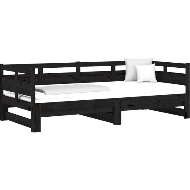vidaXL Pull-out Day Bed without Mattress Black 2x(90x190) cm