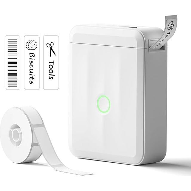 NIIMBOT Label Maker Machine, D110 Upgraded Version Sticker Printer Maker with 1 Roll White Starter Label Paper, Thermal