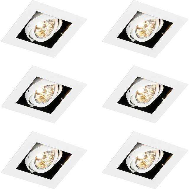 Qazqa - Set of 6 Modern Recessed Spotlights White Adjustable - Oneon 70