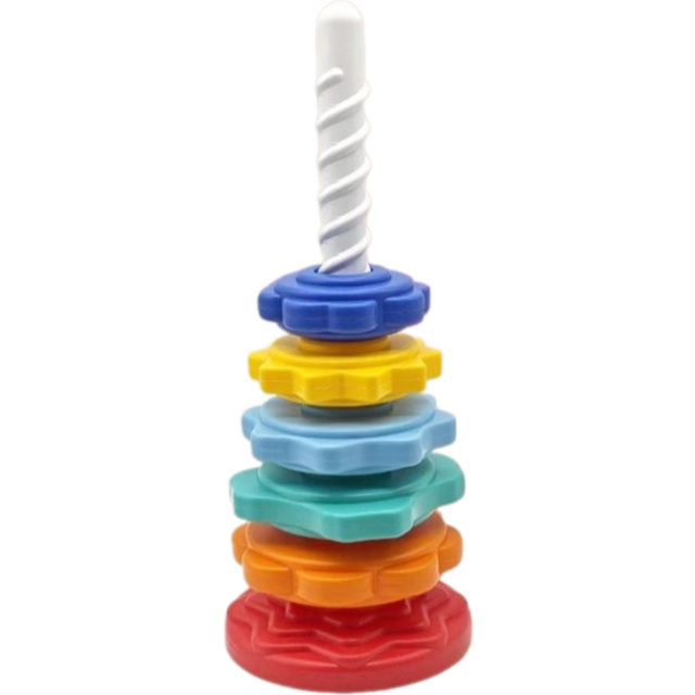 SHEIN A Rainbow Tower Spinning Stacking Toy, Color Ferrule, Children&#39;s Educational Early Education Toy Block Shape Matching,For Back-To-School Season, Hallo