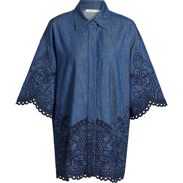 Coco Embroidered Denim Shirt - Railway Blue - 0P