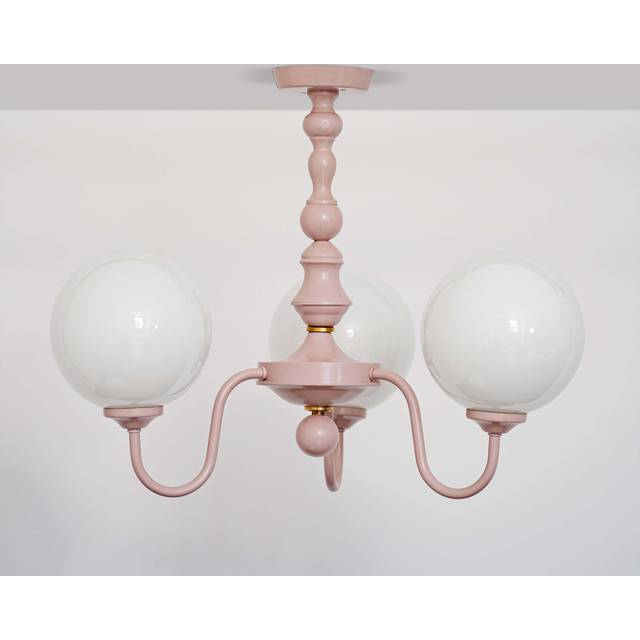 Pink 3 light flush chandelier