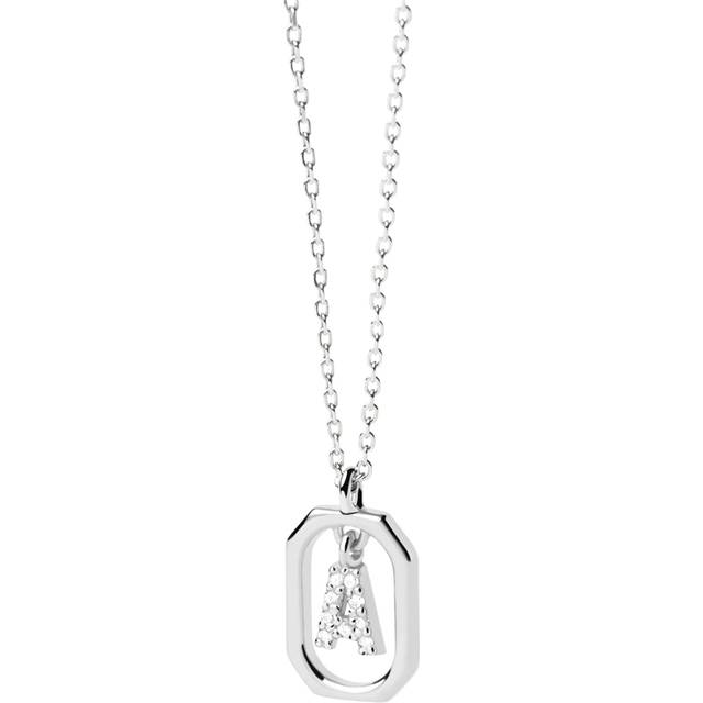 PDPAOLA Silver Mini Letter Necklace - Letter D - 50cm