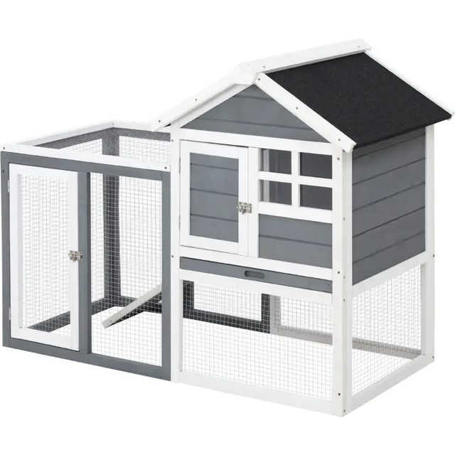 PawHut Rabbit Hutch D51-088GY 920 x 1220 x 626 mm Grey