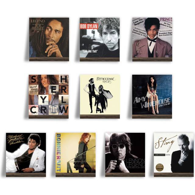 Ilyapa Wood Vinyl Record Shelf Wall Mount  10 Pack - Espresso Record Album Holder Display Your LP