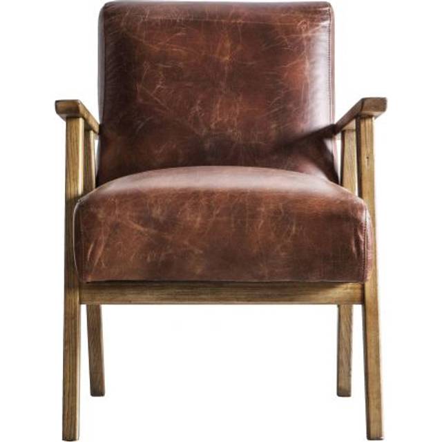 Fowey Vintage Brown Leather Armchair (star)