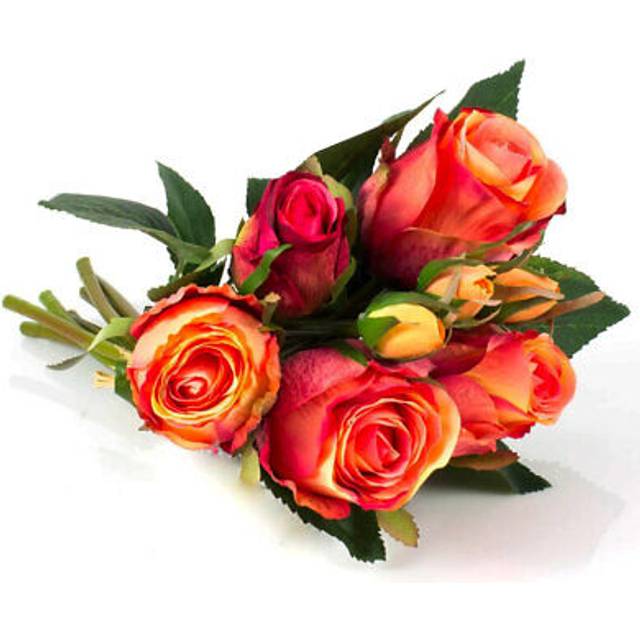 Artificial plant rose bouquet miced in color red pink height 30cm