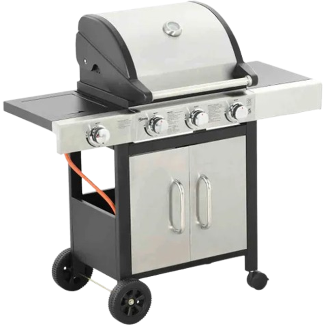 Outsunny Deluxe Gas Barbecue Grill 3+1 Burner Garden BBQ w/ Large Cooking Area | TJ Hughes Silver