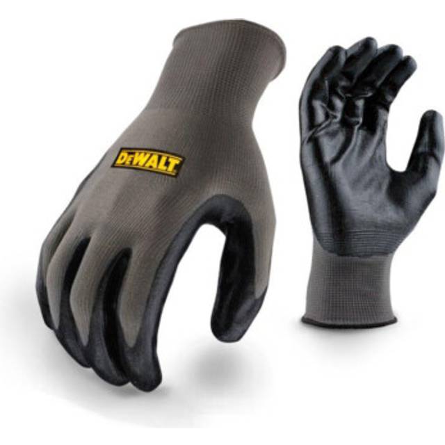 Dewalt smooth nitrile coated work gloves large eu breathable poly shell dpg66l