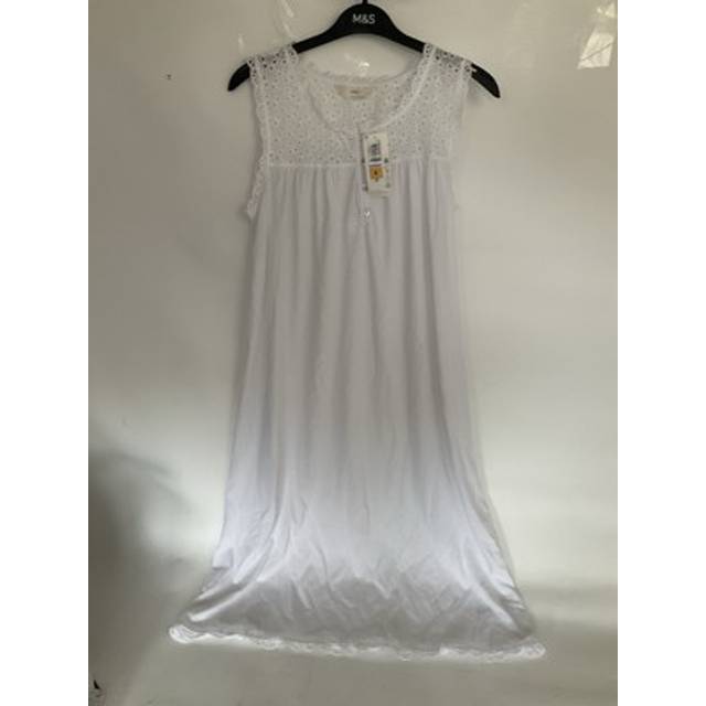 Marks and spencer white knee length sleeveless cotton nightdress in size 6