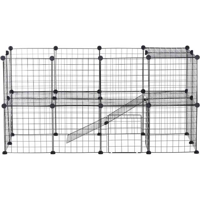 PawHut DIY Small Pet Playpen w/ Metal Wire Fence - Black, Black