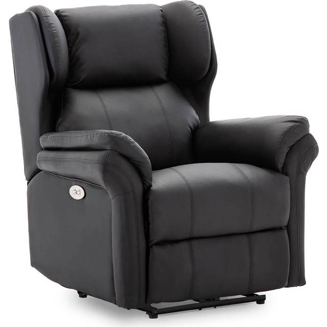 (Black) Oakford Electric Bonded Leather Auto Recliner Wing Back Lounge Chair With Usb