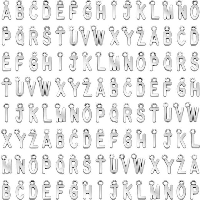 SANNIX 156Pcs/6 Sets Alphabet ABC Letter Charms Capital A-Z Charms DIY Bracelet Necklace Pendants with 200Pcs Open Jump Rings for Jewelry Making