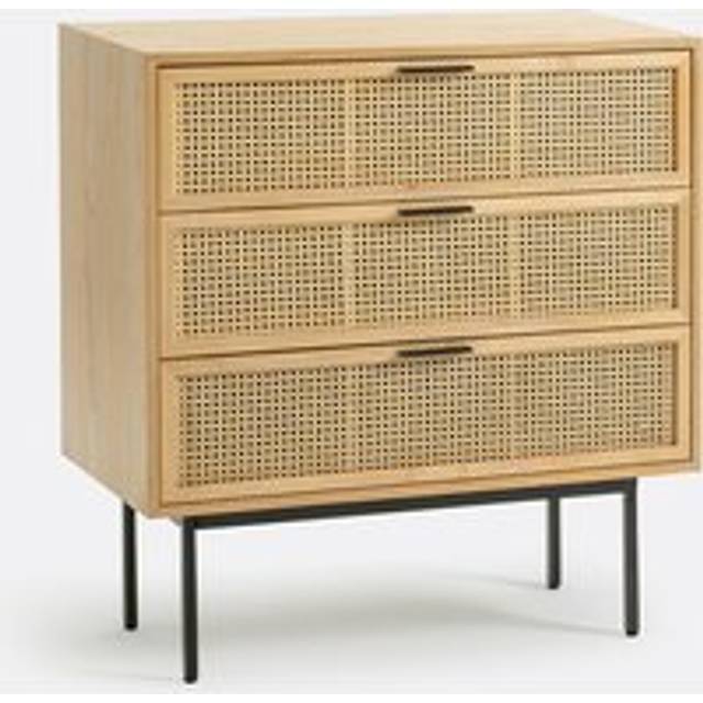 Waska Oak Veneer Chest of 3 Drawers - natural/black - ONE SIZE