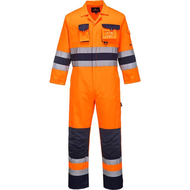 Portwest Nantes Hi-Vis Contrast Work Coverall TX55 Orange/Navy L Colou
