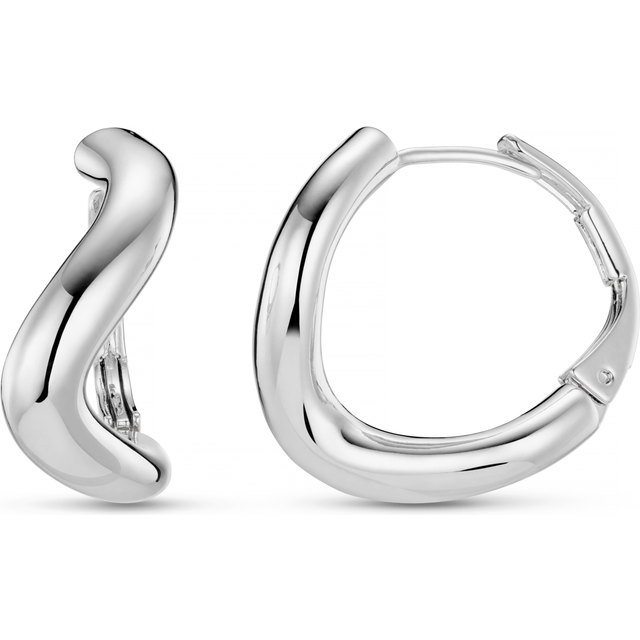 Orelia Round Wave Chunky Hoop Earring, Silver, Women - Ilver