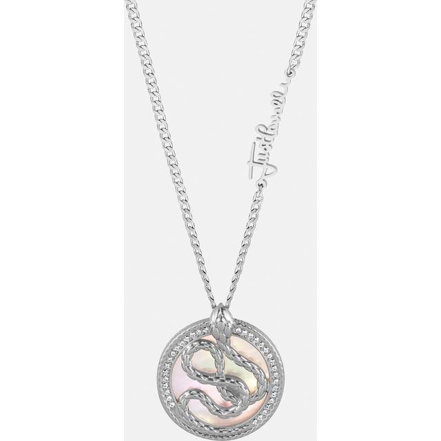 Roberto Cavalli, Accessoarer, Dam, ONE Size, Snake 2 Silverhalsband med Vita Stenar