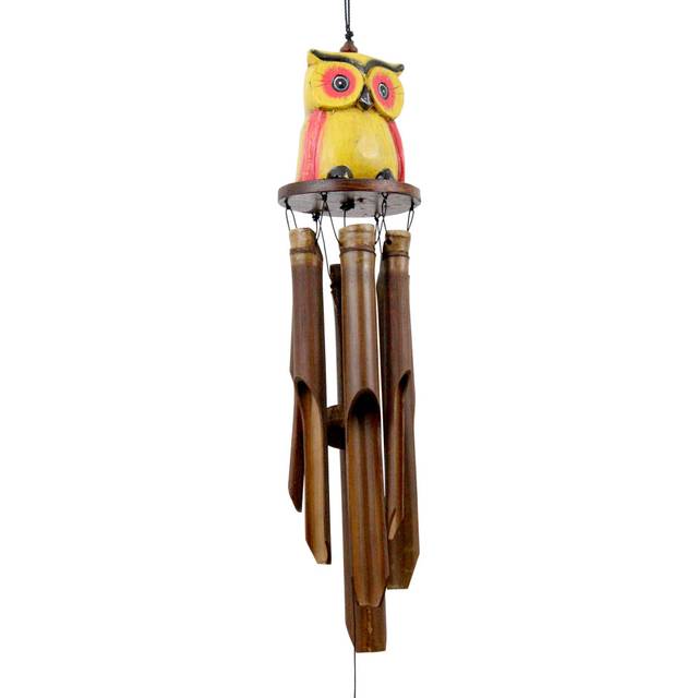 Oscar Owl Yellow Bamboo Wind Chime