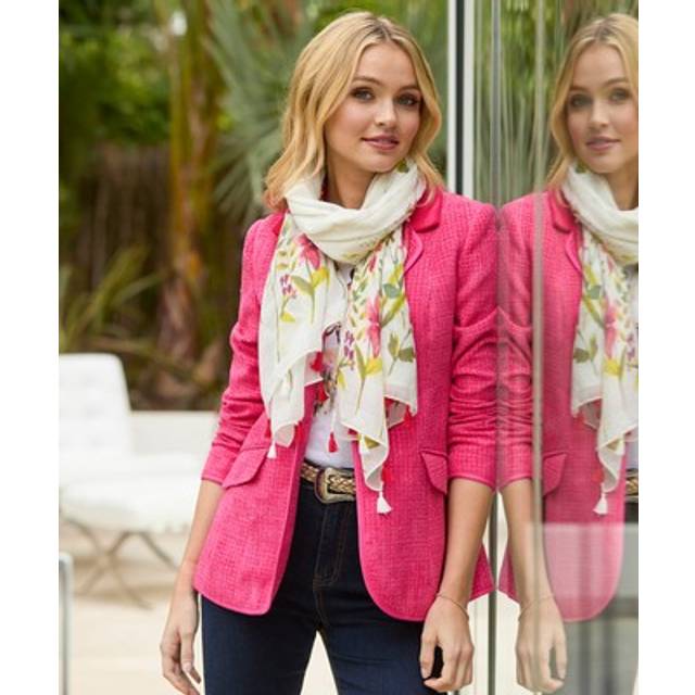 Women's Spring Flowers Tassel Scarf - by Joe Browns - Pink Multi