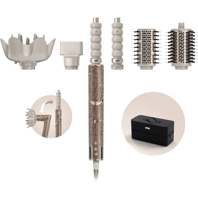 SHARK HD446JSUK Limited Edition FlexStyle Sparkle 5-in-1 Air Styler & Hair Dryer with Storage Case - Champagne Diamond, Cream