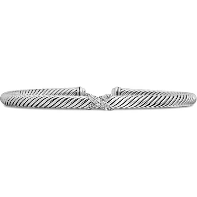 David Yurman - sterling silver X Classic Cable Station diamond bracelet (4mm) - women - Sterling Silver/Diamond - L
