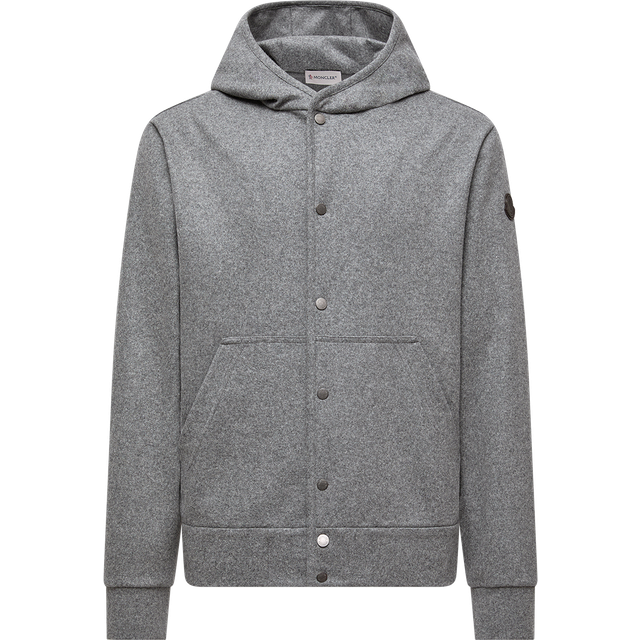 MONCLER COLLECTION Wool Blend Zip-Up Hoodie, Men, Gray, Size: L