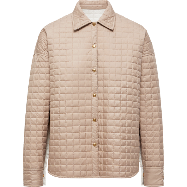 MONCLER COLLECTION Square-Quilted Reversible Padded Shirt, Women, Beige, Size: 40
