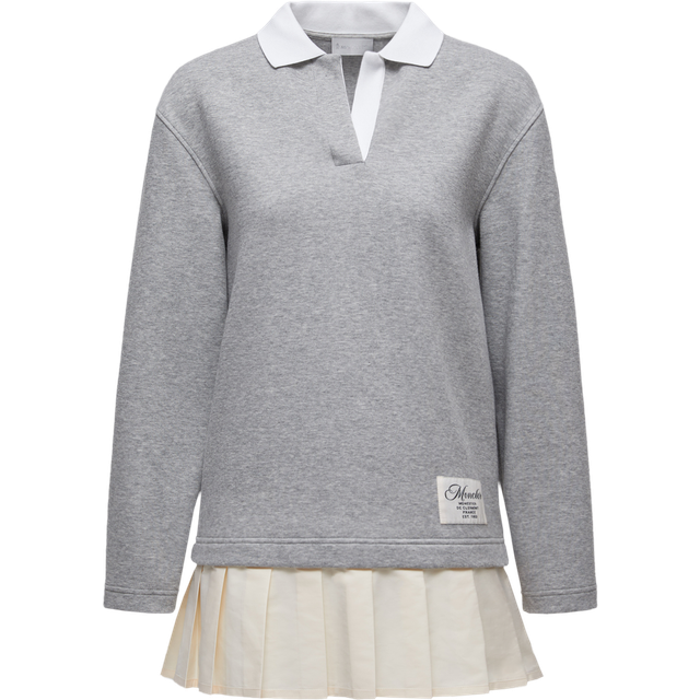 MONCLER COLLECTION Pleated Cotton Blend Polo Dress, Women, Gray, Size: S