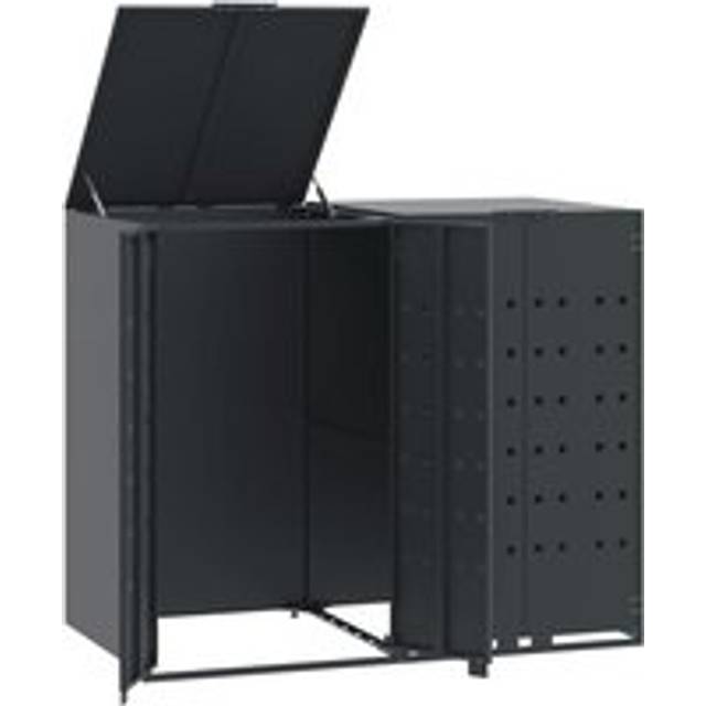 Skjul för sopkärl för 2 platser antracit 138x79x117 cm stål
