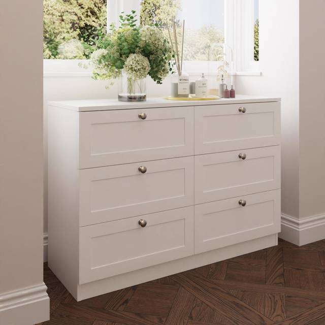 Fwstyle 6 Drawer Chest Of Drawers Pannelled Design White, White