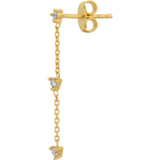 Fine Triple Diamond Drop Single Earring 14ct Solid Gold